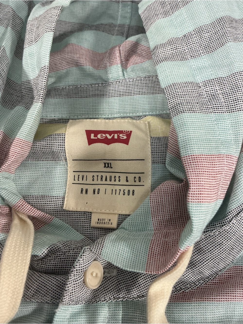 NWT Levi's Men's Striped Hooded Button Down Shacket Kangaroo Pockets Size XXL - Picture 2 of 12